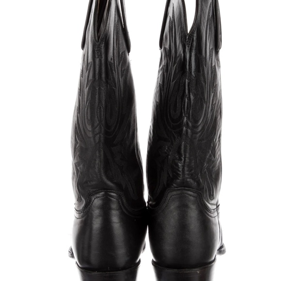 LUCCHESE Leather Embroidered Accent Western Boots - Picture 5 of 5